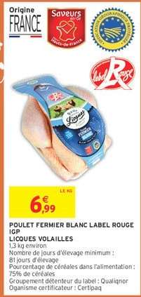 POULET FERMIER BLANC LABEL ROUGE IGP