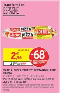 Pâte À Pizza Fine Et Rectangulaire Herta
