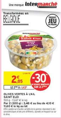 OLIVES VERTES À L'AIL SAINT ELOI