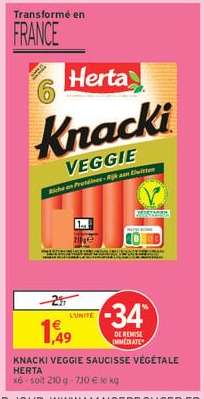 KNACKI VEGGIE SAUCISSE VÉGÉTALE HERTA