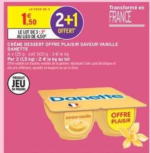 Crème Dessert Offre Plaisir Saveur Vanille Danette