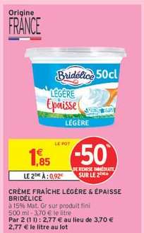 Crème Fraîche Légère Épaisse Bridélice