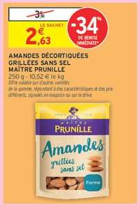 Amandes décortiquées grillées sans sel MAITRE PRUNILLE
