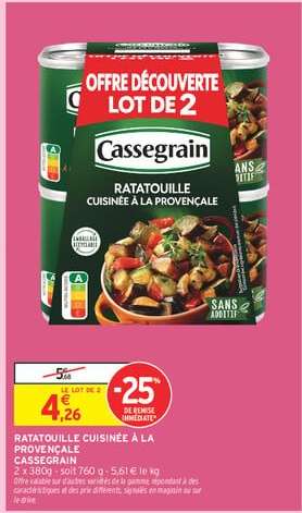 Ratatouille Cuisinée À La Provençale Cassegrain