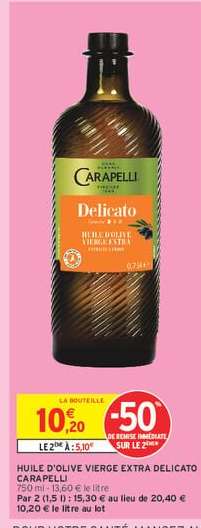 HUILE D'OLIVE VIERGE EXTRA DELICATO CARAPELLI