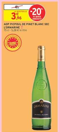AOP Picpoul de Pinet Blanc Sec L'Ormarine