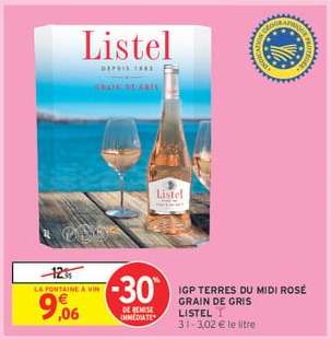 IGP TERRES DU MIDI ROSÉ GRAIN DE GRIS LISTEL