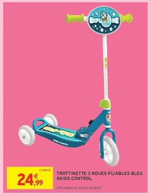 Trottinette 3 Roues Pliables Bleu Skids Control