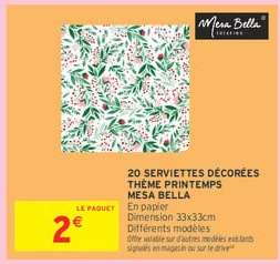 20 Serviettes Décorées Thème Printemps Mesa Bella