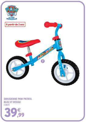 DRAISIENNE PAW PATROL BLEU ET ROUGE