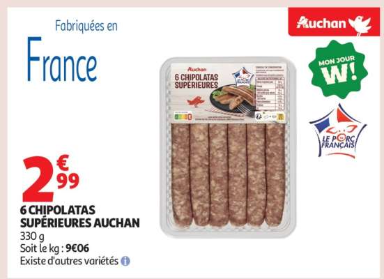 6 Chipolatas Supérieures Auchan