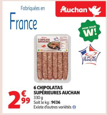 6 Chipolatas Supérieures Auchan