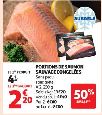 PORTIONS DE SAUMON SAUVAGE CONGELÉES