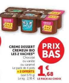 CREME DESSERT CREMEUH BIO LES 2 VACHES
