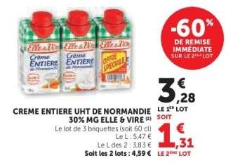 Crème Entière UHT de Normandie 30% MG Elle & Vire