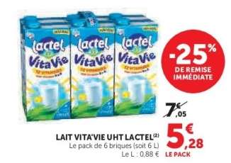 LAIT VITA'VIE UHT LACTEL