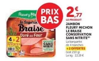 Jambon Fleury Michon Le Braise Conservation Sans Nitrite