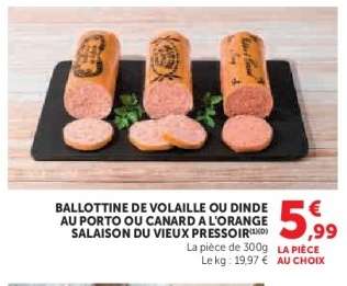 Ballottine de volaille ou dinde au porto ou canard à l'orange