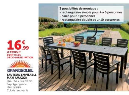 GRANDSOLEIL FAUTEUIL EMPILABLE MAXI AMAZON