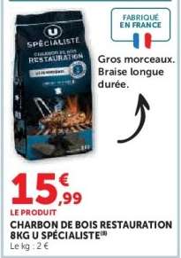 Charbon de Bois Restauration 8kg U Spécialiste