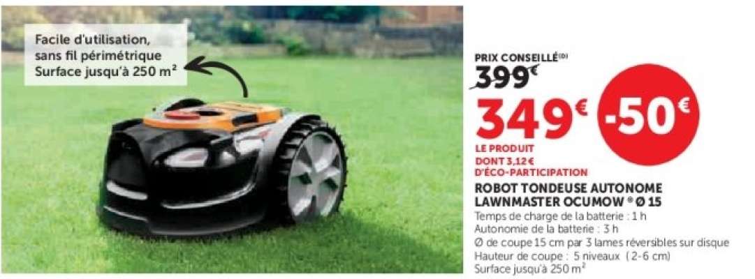 ROBOT TONDEUSE AUTONOME LAWMASTER OCUMOW °O 15