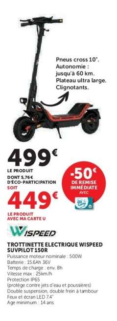 TROTTINETTE ELECTRIQUE WISPEED SUVpilot 1500R