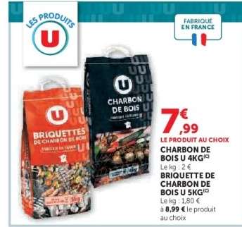 Charbon de Bois U 4KG ou Briquette de Charbon de Bois U 5KG