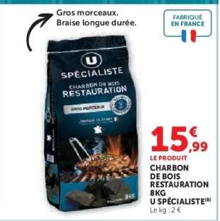 Charbon de Bois Restauration 8kg U Spécialiste