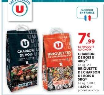 Charbon de Bois U 4kg / Briquette de Charbon de Bois U 5kg
