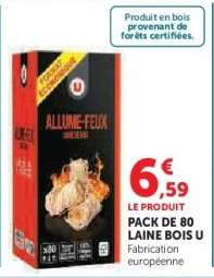PACK DE 80 LAINE BOIS U
