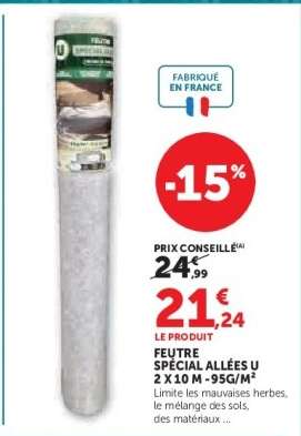 FEUTRE SPÉCIAL ALLÉES U 2 X 10 M - 95G/M²