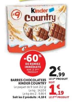 Barres Chocolatées Kinder Country