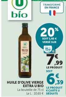 HUILE D'OLIVE VIERGE EXTRA U BIO