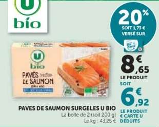 Pavés de Saumon Surgelés U Bio