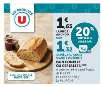 PAIN COMPLET OU CEREALES U