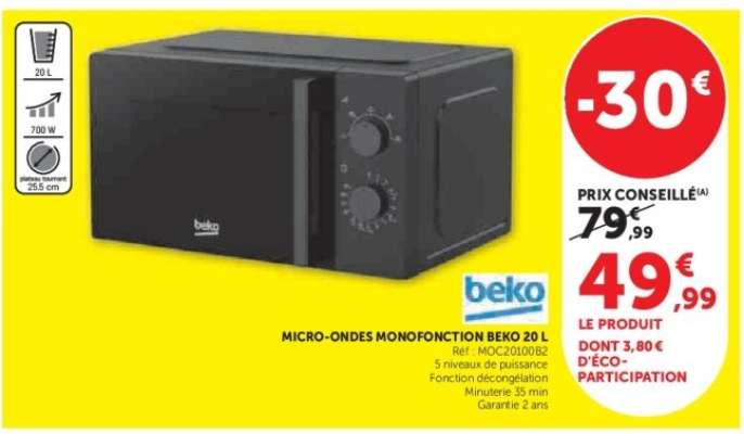 MICRO-ONDES MONOFONCTION BEKO 20 L