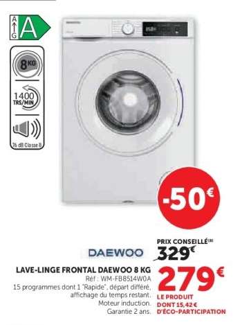 Lave-linge frontal Daewoo 8 kg