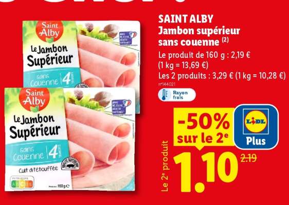 SAINT ALBY Jambon supérieur sans couenne
