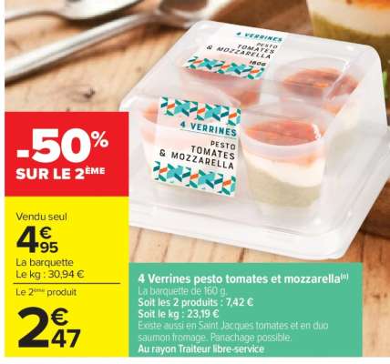 4 verrines pesto tomates et mozzarella