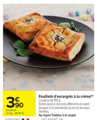 Feuilleté d'escargots à la crème