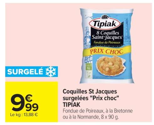 Coquilles St Jacques surgelées "Prix Choc" TIPIAK