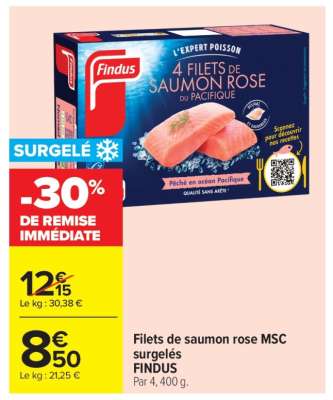 Filets de saumon rose MSC surgelés