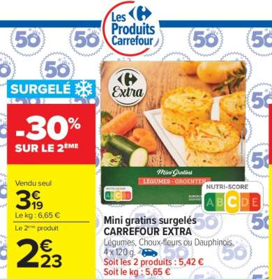 Mini gratins surgelés CARREFOUR EXTRA