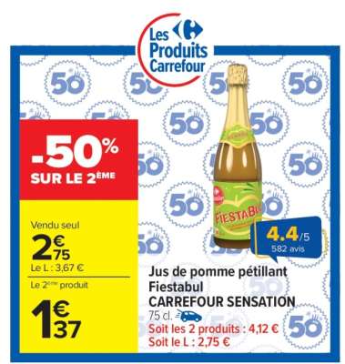 Jus de pomme pétillant Fiestabul CARREFOUR SENSATION