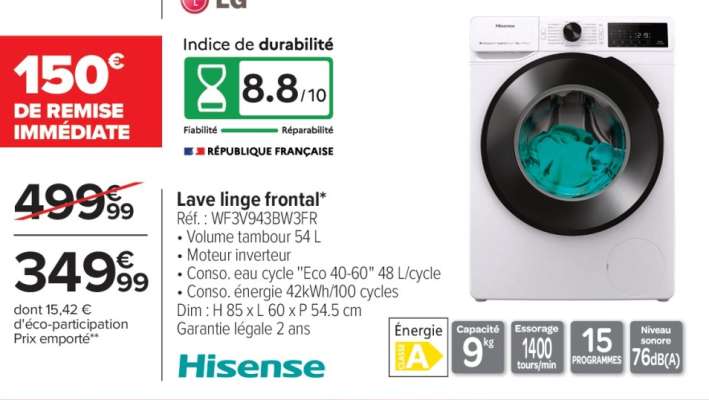 Hisense Lave linge frontal