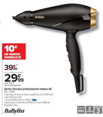 Sèche cheveux professionnel moteur AC