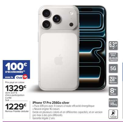 iPhone 17 Pro 256Go silver