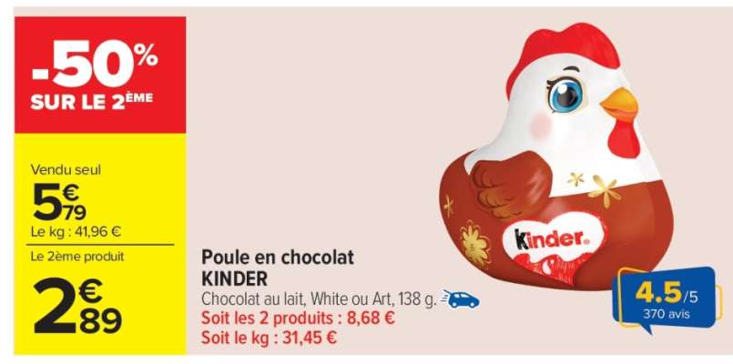 Poule en chocolat KINDER
