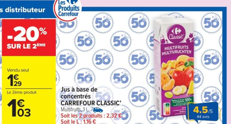 Jus à base de concentrés CARREFOUR CLASSIC'