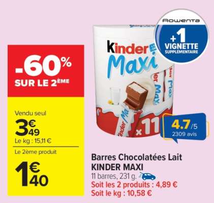 Barres Chocolatées Lait KINDER MAXI